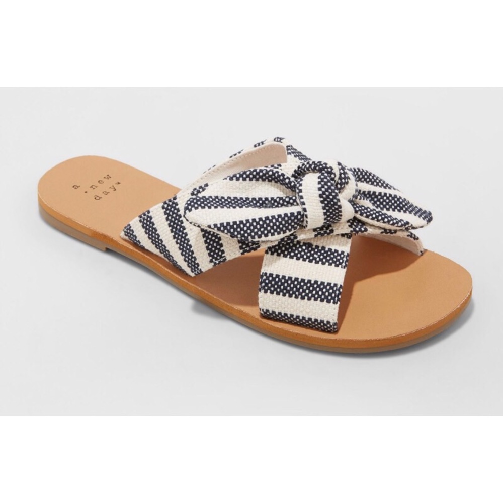 Striped Knotted Bow Slide